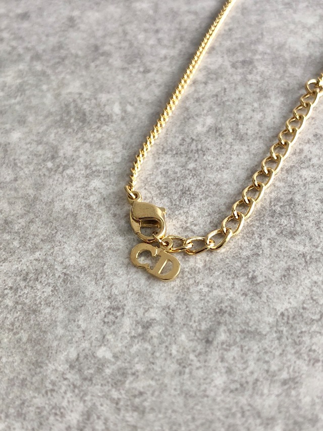 Christian Dior クリスチャン ディオール ネックレス ゴールド×ブラック CD ラウンド vintage ヴィンテージ オールド apcsbb