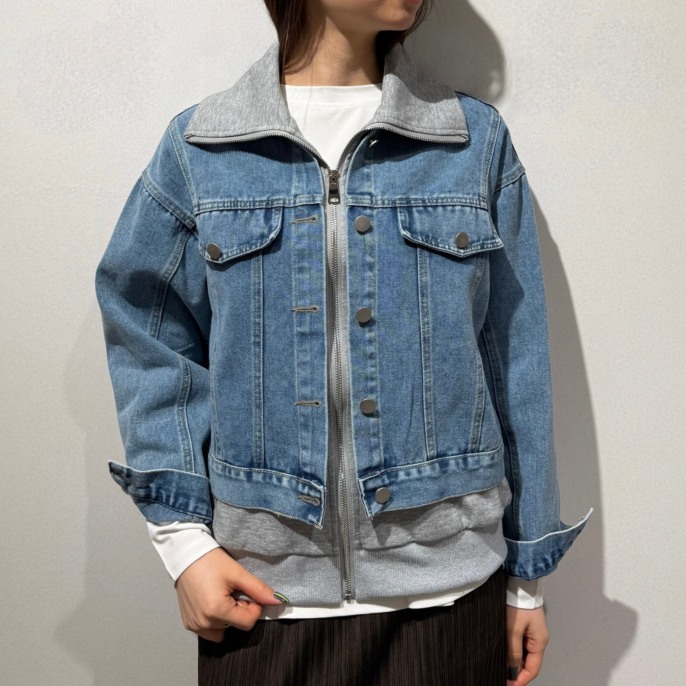【オンライン限定】異素材デニムレイヤードブルゾン