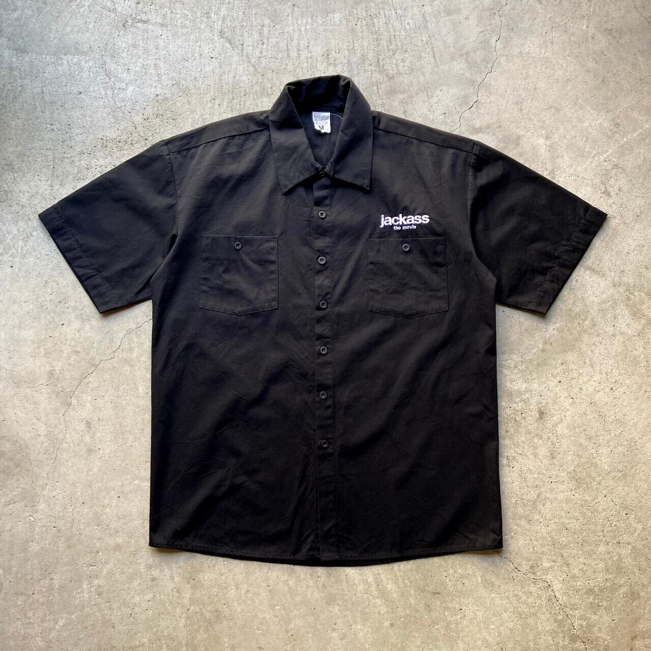 Jackass The Movie Mtv ロゴ刺繍 バックプリント 半袖 ワークシャツ メンズm 古着 ムービー 映画 ブラック 黒 半袖シャツ 216sa10 Sa Cave 古着屋 公式 古着通販サイト