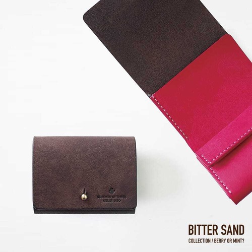 【BITTER SAND】めっちゃ入る 三つ折り財布（ギボシVer）【ビターブラウン×ビビッドピンク】（在庫あり）