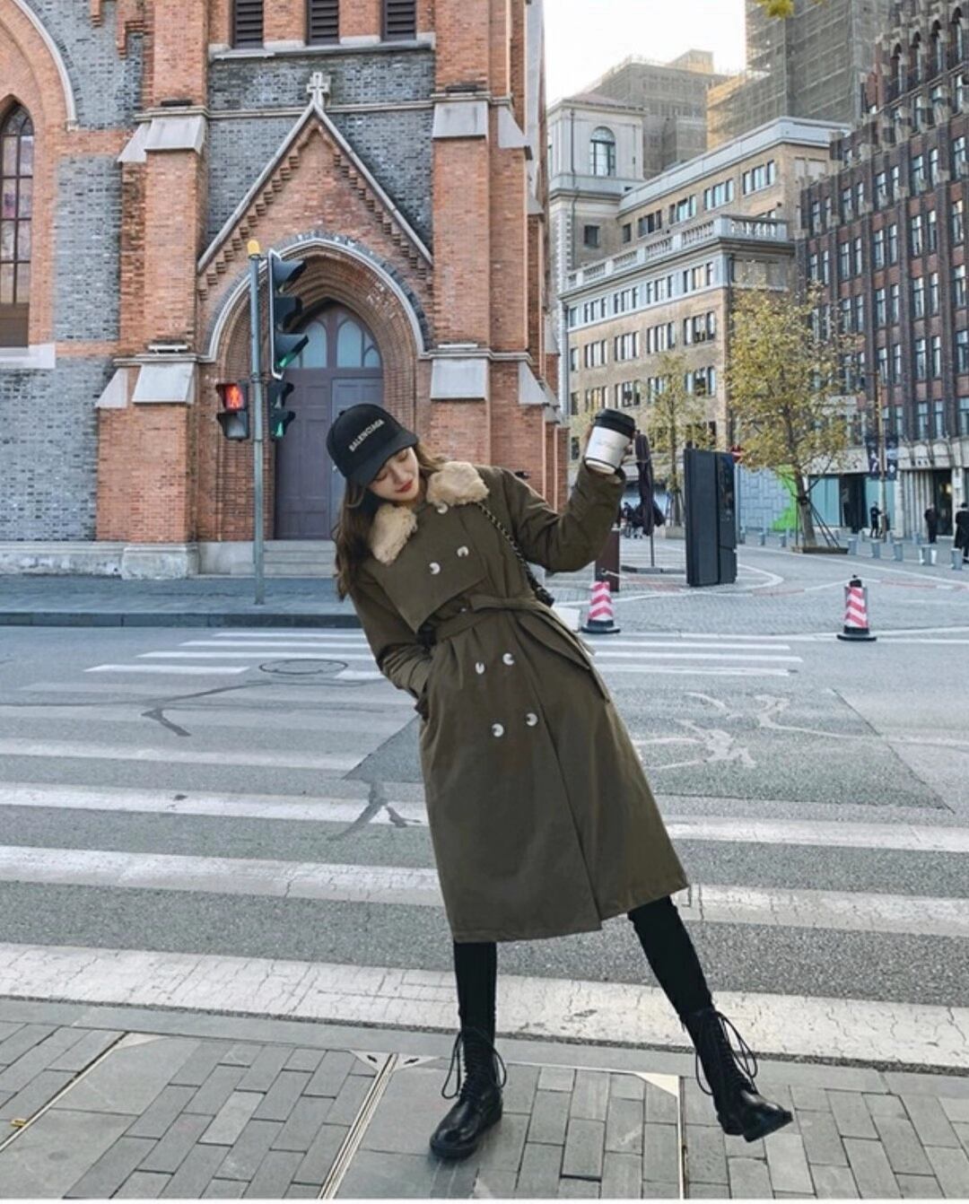 ファー付き　トレンチコート　AJ42441-960