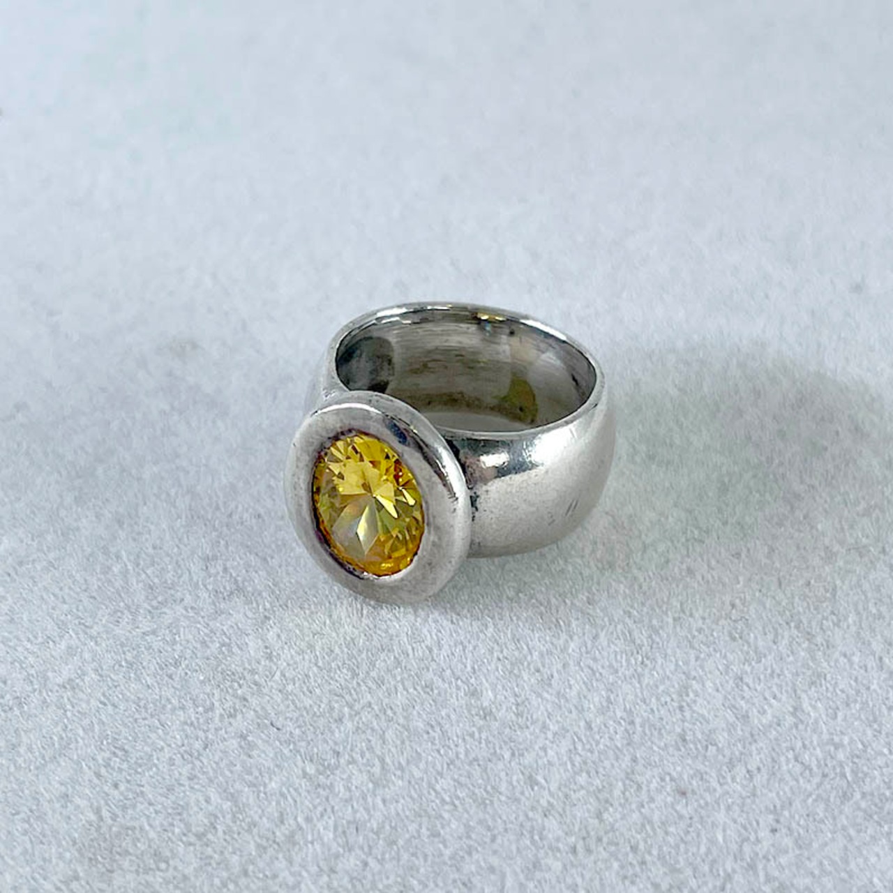 シルバーリング　925　イエローストーン　シトリン　8号　　