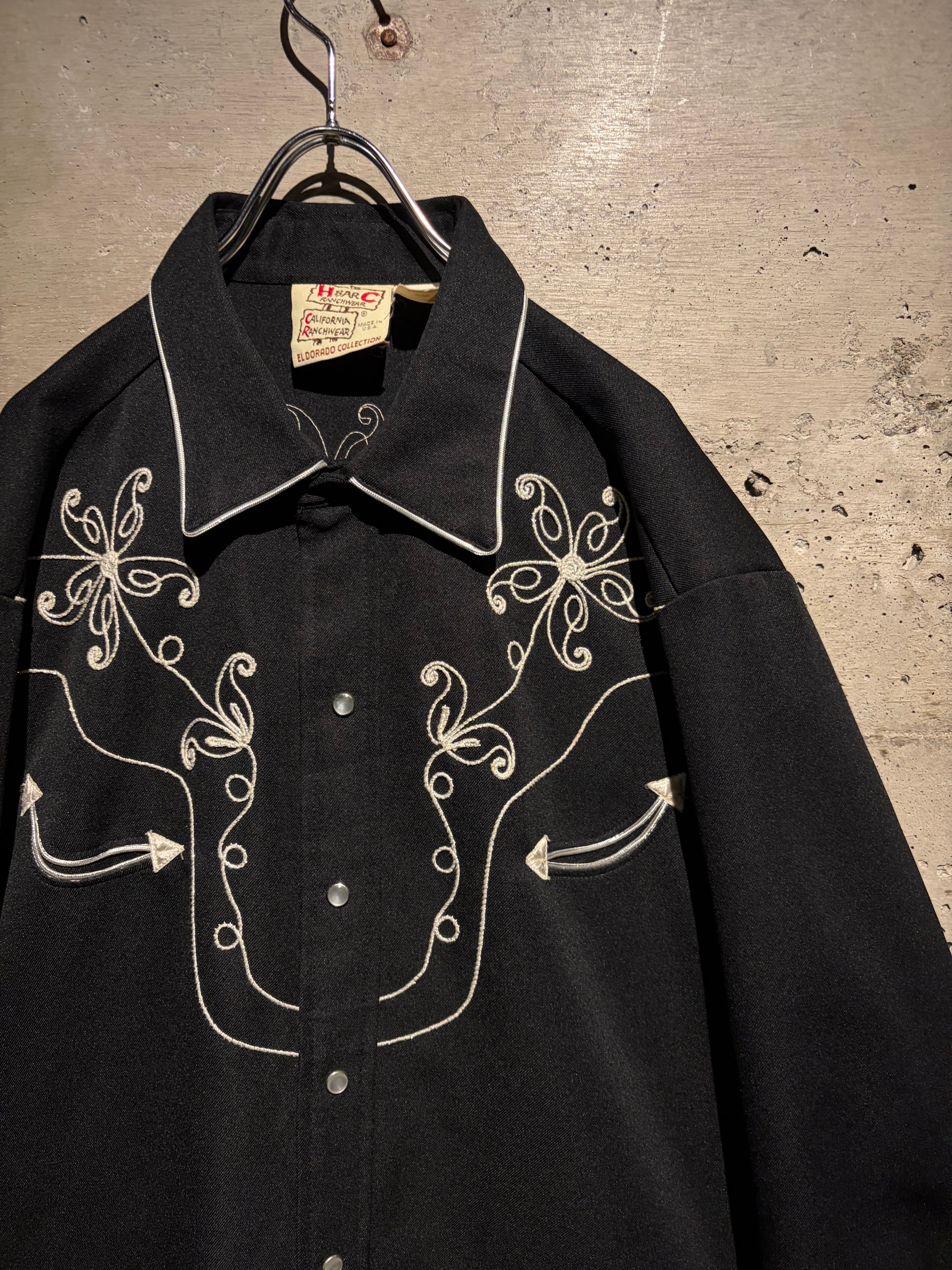 Caka】70's “H BAR C” Flower Embroidery Vintage Western Shirt
