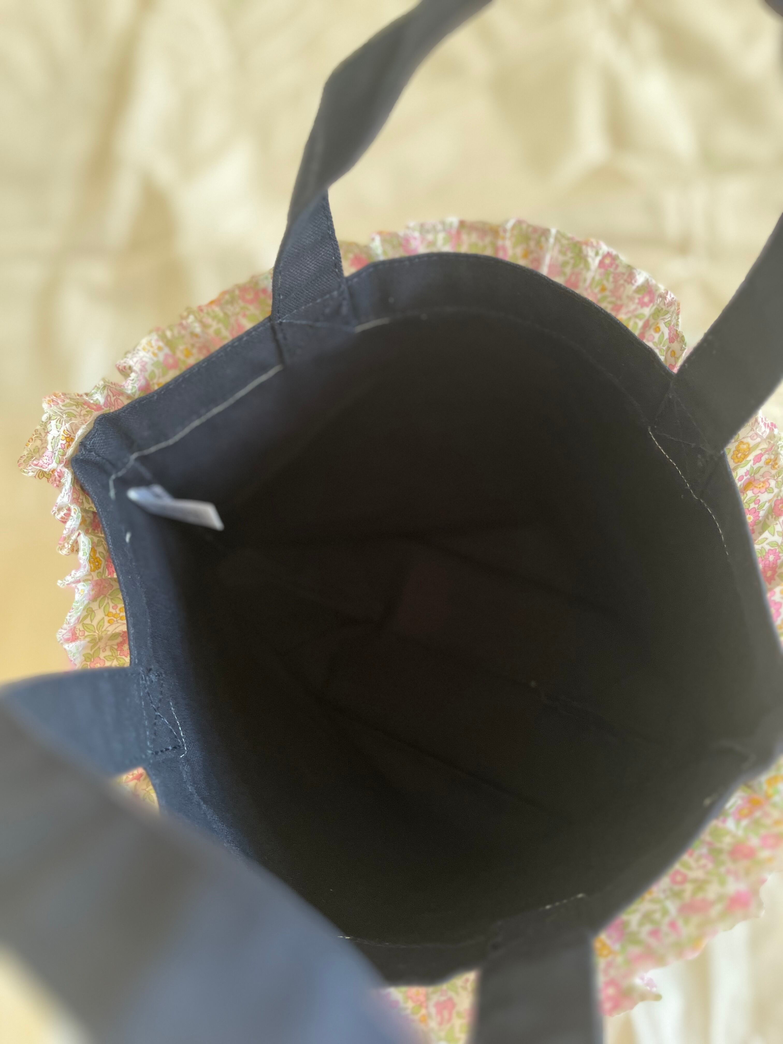 リバティフリル&キャンバス生地 トートバッグ ランチバッグ可愛くて軽くて丈夫