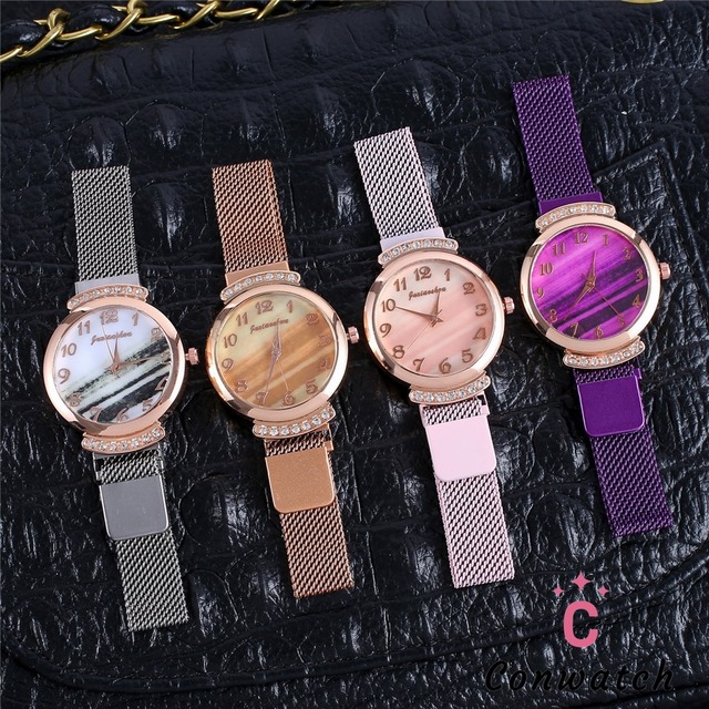 【silver】女性用アラビア数字時計 磁気ストラップ ラインストーン グリーンダイヤル 時計 ダムスキー クォーツ ゼガレク レディース