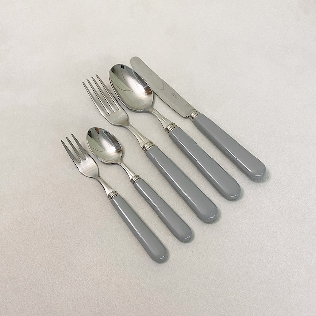 greige cutlery 5P full set / グレージュ カトラリー フルセット ディナー デザート スプーン フォーク ナイフ 韓国 北欧 雑貨