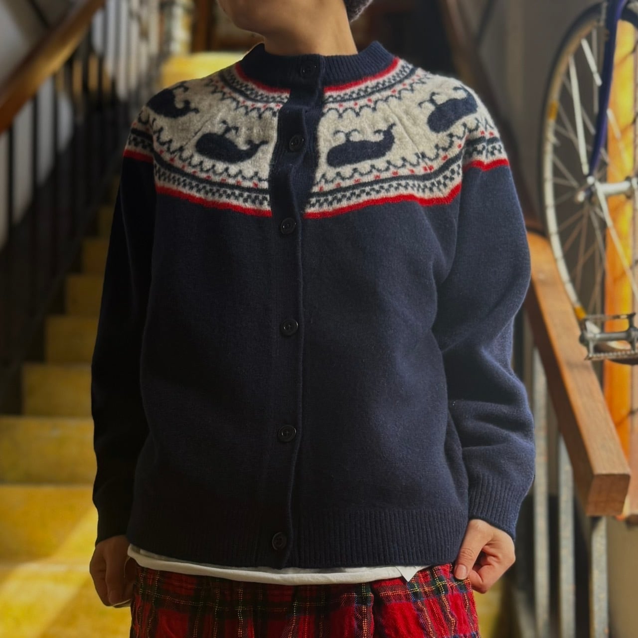 PAR ICI - くじらジャガード 求心風2wayカーディガン | clever elephant