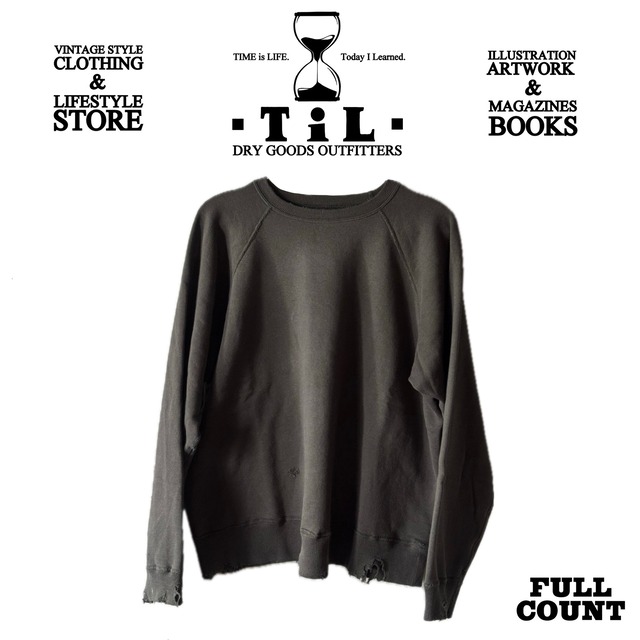 FULLCOUNT 3769 Fading Raglan Sleeve Sweatshirt (BLACK) ダメージ 