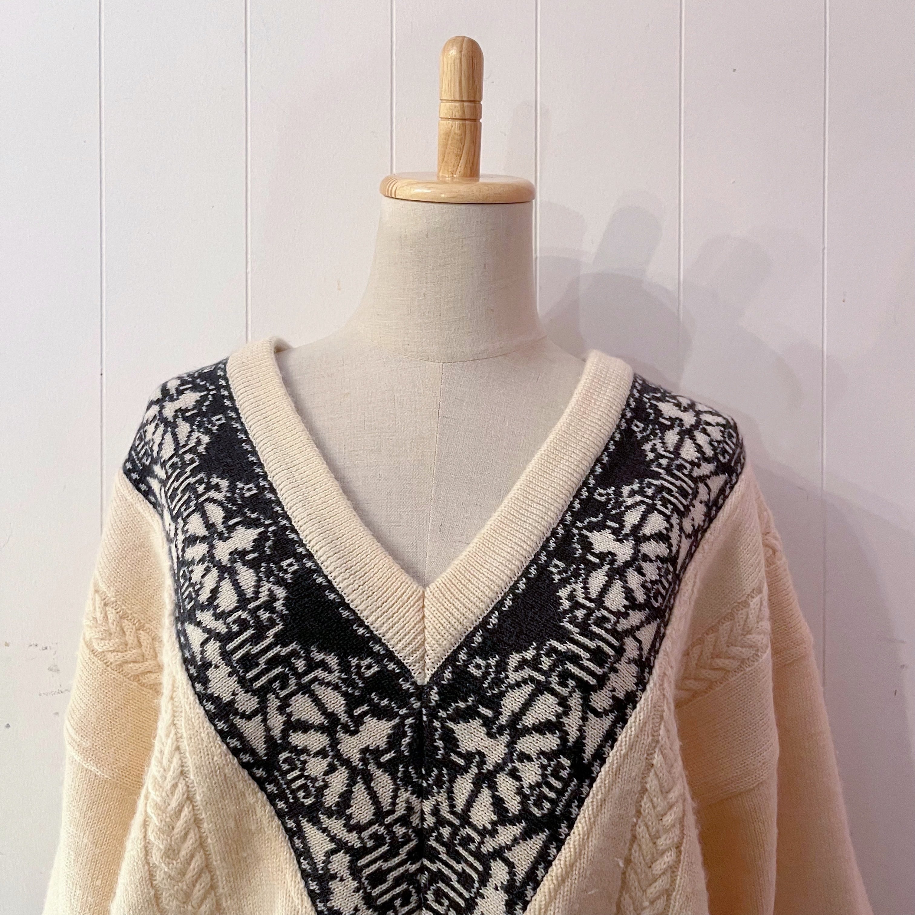 nordic cable v neck sweater