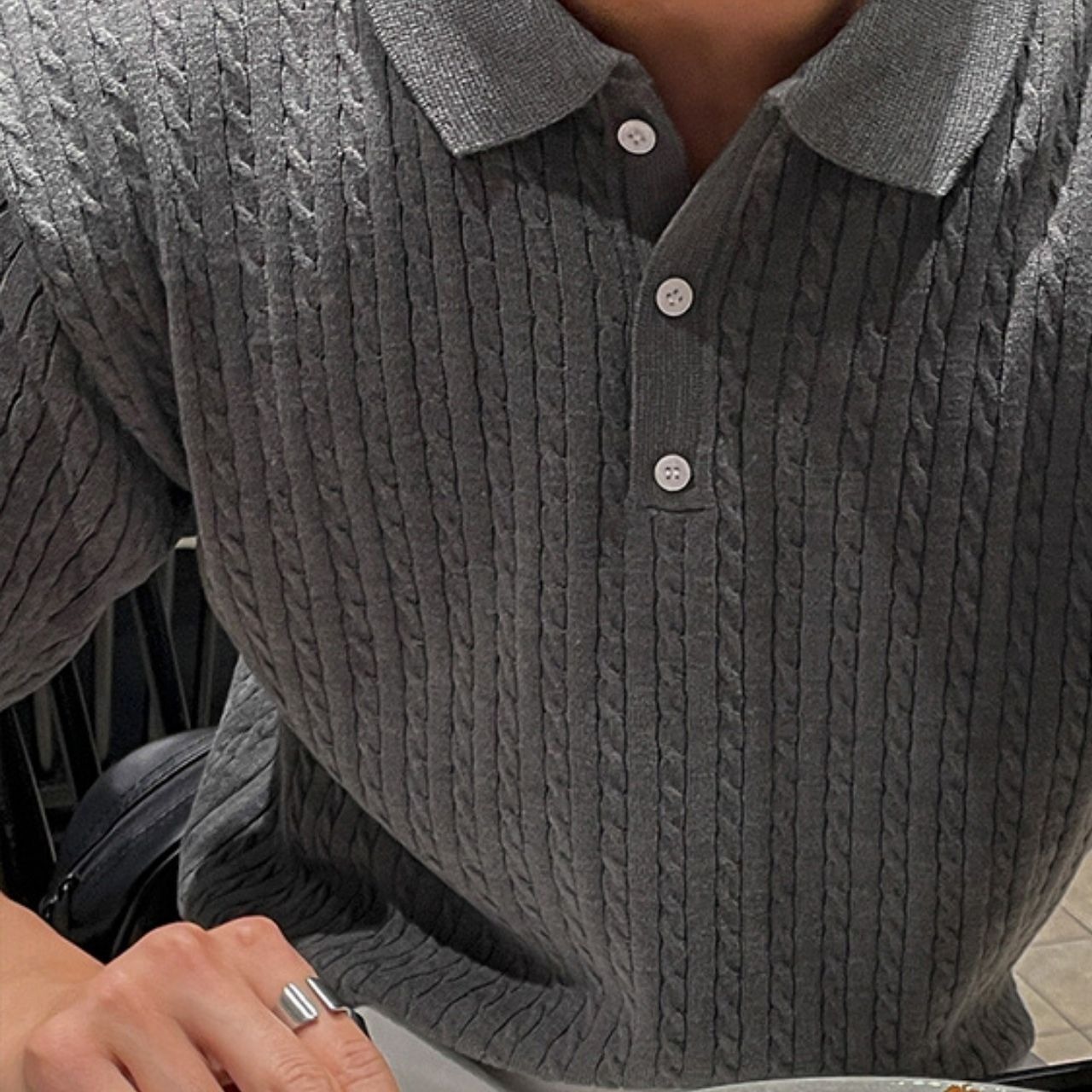 ケーブルニットポロシャツ　MT0080460