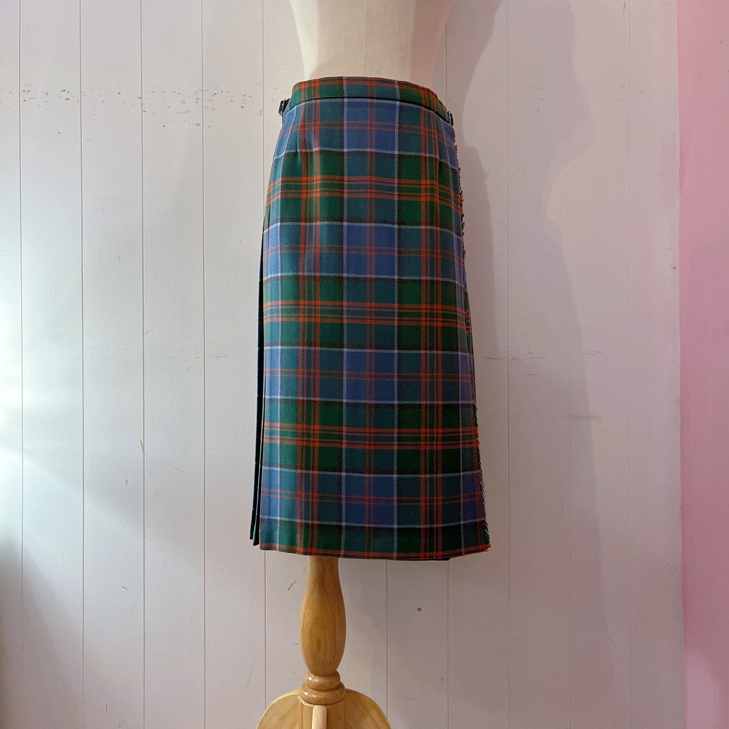 light blue check wrap skirt