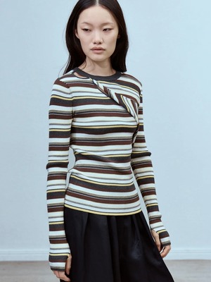【26AW】THINGS THAT MATTER シングスザットマター / トップス / ASYMMETRY SLANT-FLAP RIB KNIT. 0586TM0674P