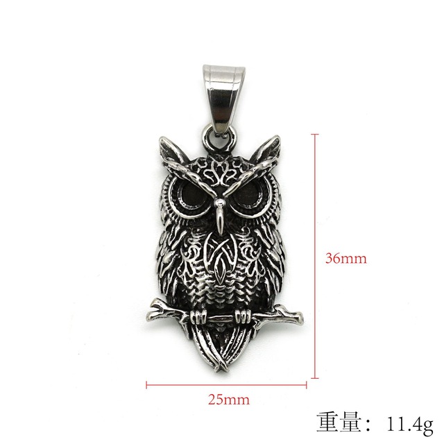 欧米の国境を越えてよく売れているレトロな萌えフクロウチタン鋼ペンダント個性チタン鋼ネックレスアクセサリーメーカー卸売り