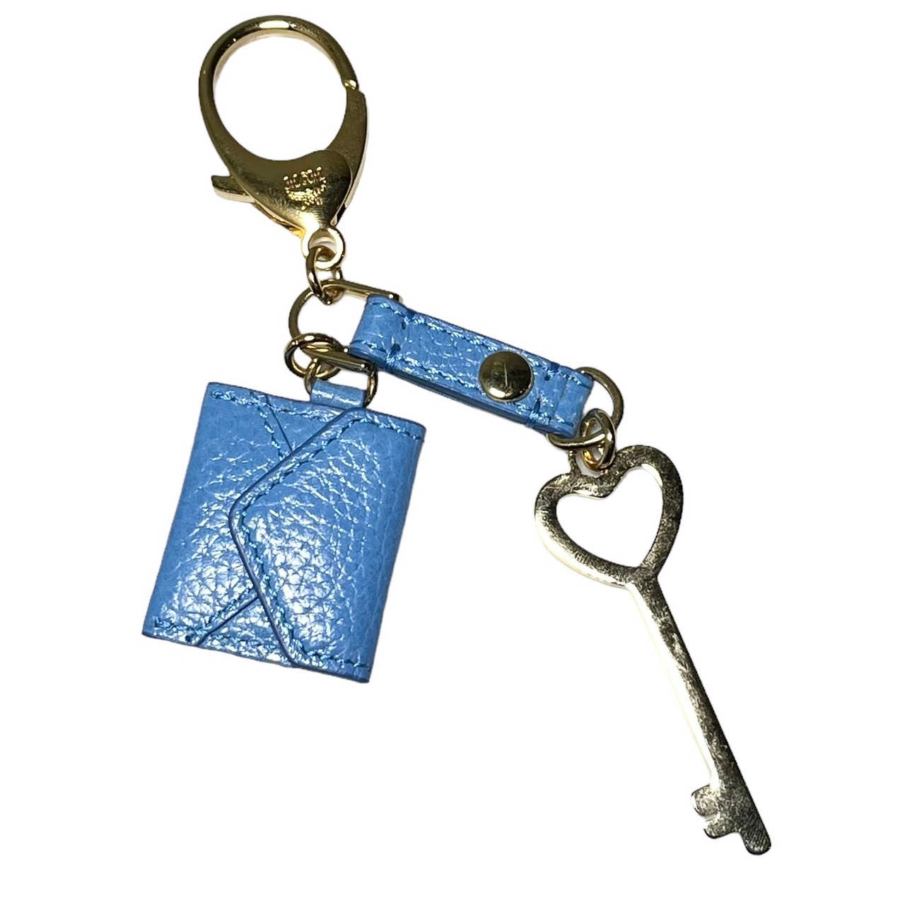 MCM gold color metal × leather charm key holder