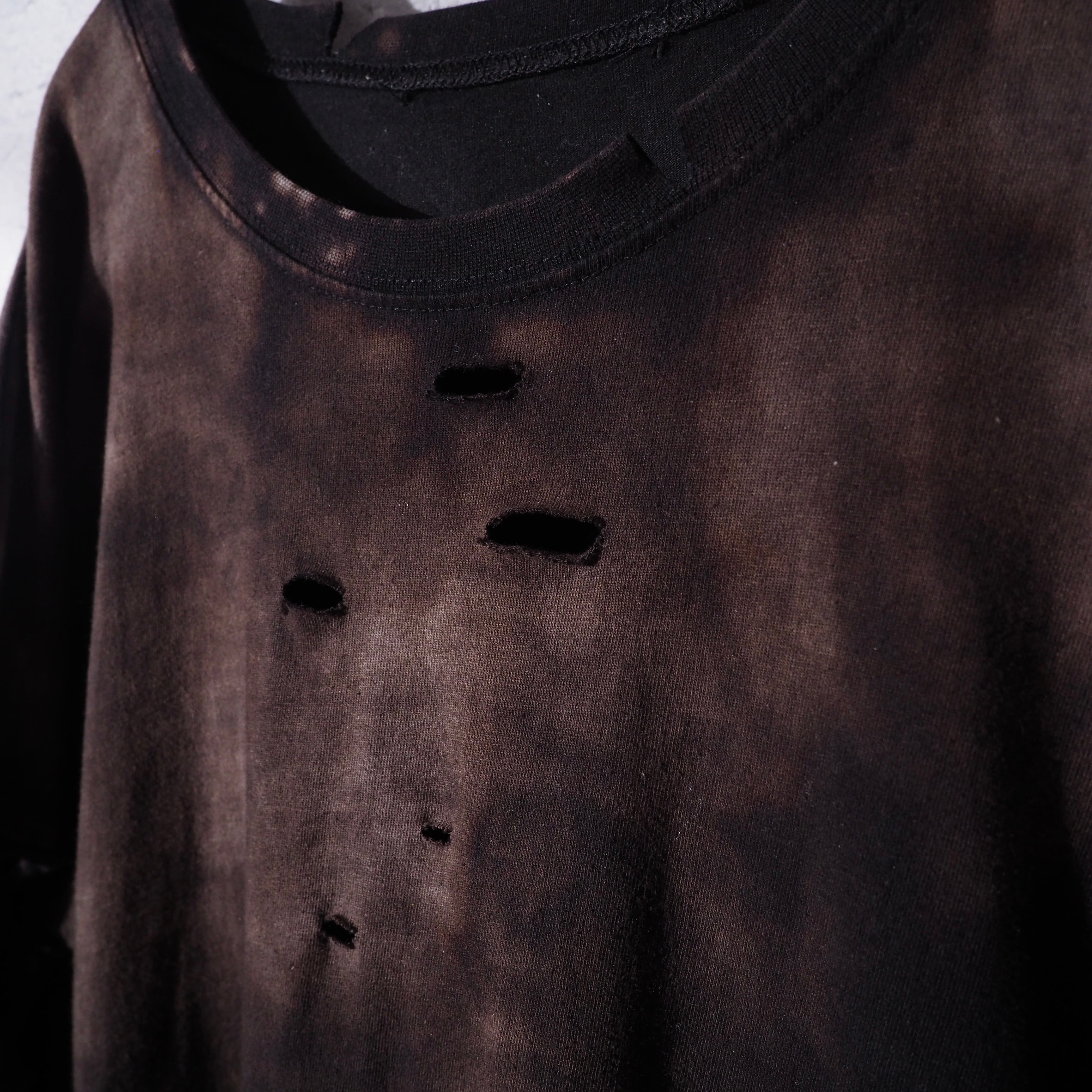 ” 循環 ” Over dyed × Damage Boro Circulation Long sleeve Re:make Tee