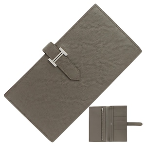 Used HERMES エルメス 長財布 ベアンスフレ ヴォーエプソン グリエタン シルバー金具 C刻印 グレー 超美品