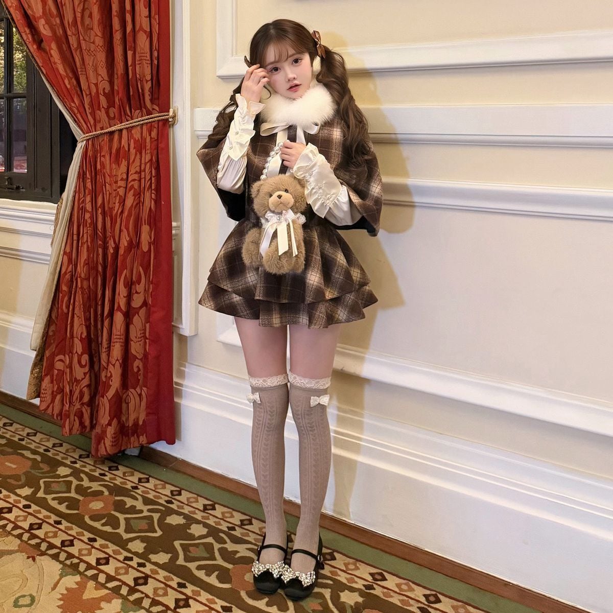 ファートリム襟ケープコート＆スカートセット：JSK | Maiden's Rêve