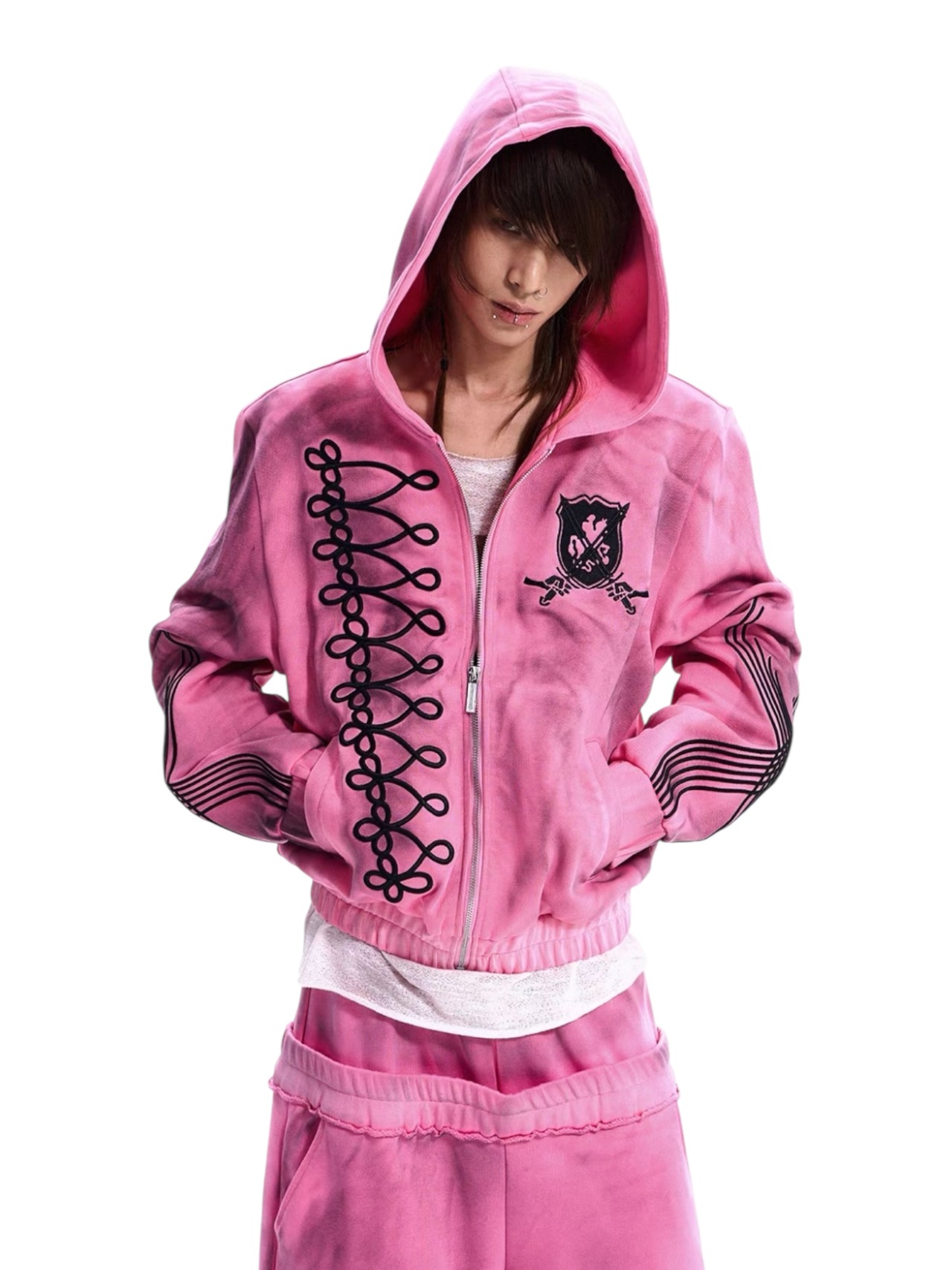 【STARTEXCEEDEND】EMBROIDERED ZIP UP HOODIE