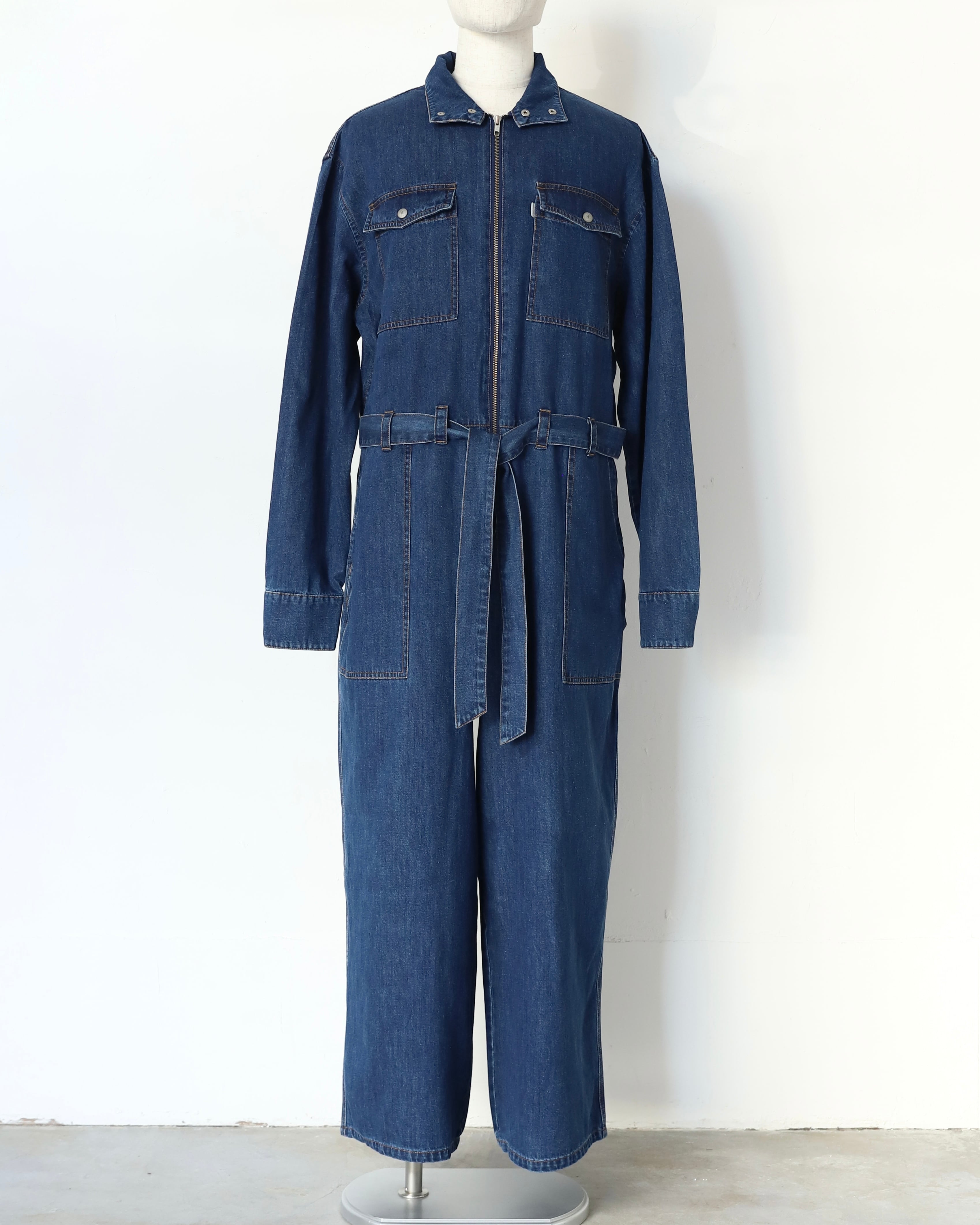 残り僅か | Fabric Jumpsuit / Black Chino Material | AMBERGLEAM