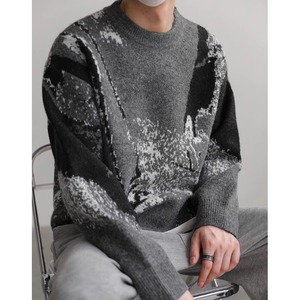 crew neck long sleeve jacquard knit mr0016