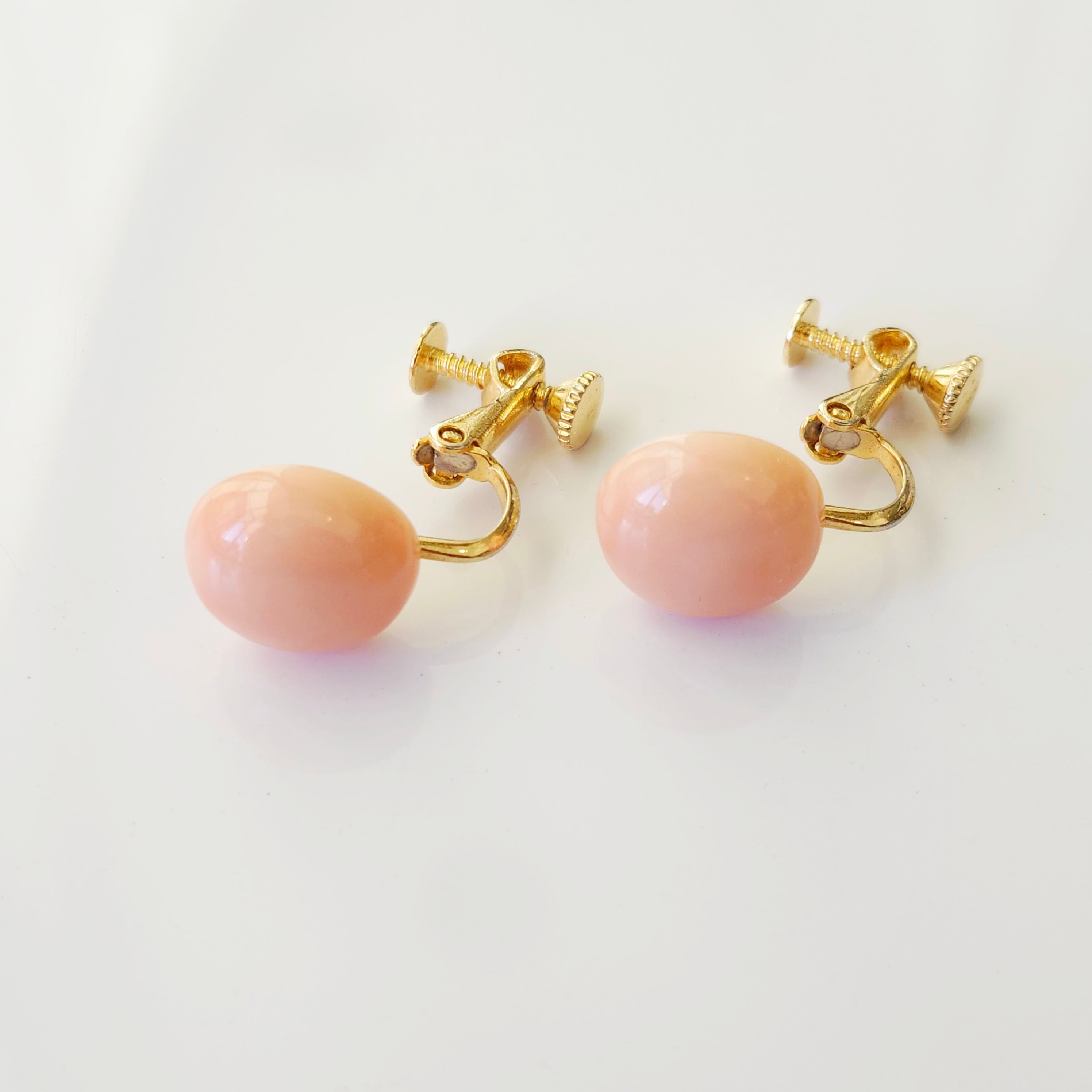 珊瑚　イヤリング　新品！ 血赤珊瑚 ちあかさんご イヤリング 雫形立体 ナチュラルコーラル B