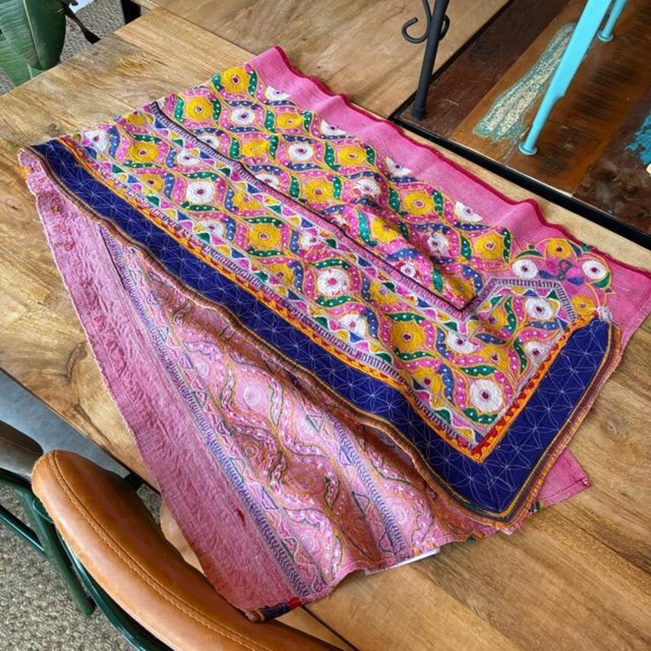 INDIA Vintage Rabari embroidered fabric 50×180cm 24000-2