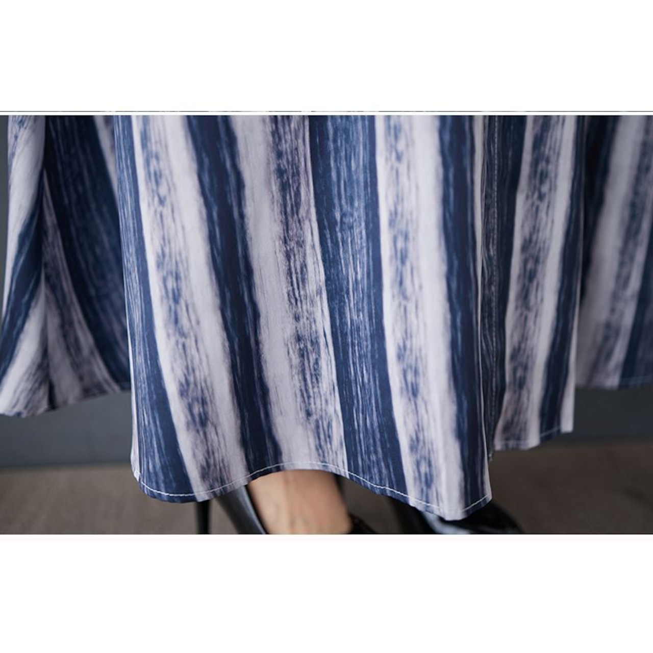 ストライプ柄 ビジュー装飾 シャツワンピース 00158