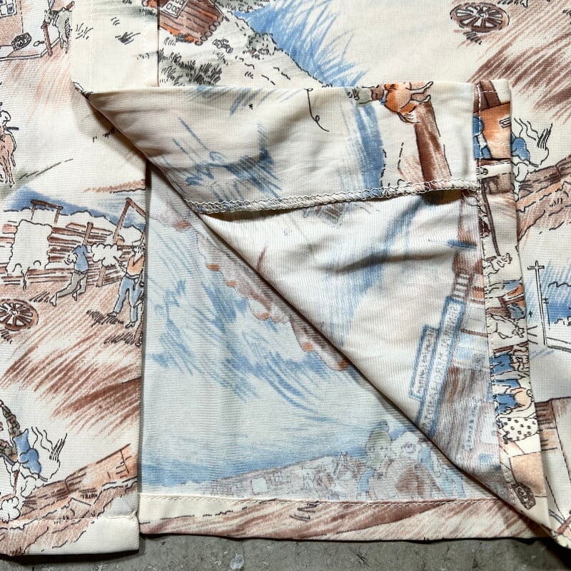 70's Levi's リーバイス 総柄シャツ 西部開拓時代柄 ポリシャツ
