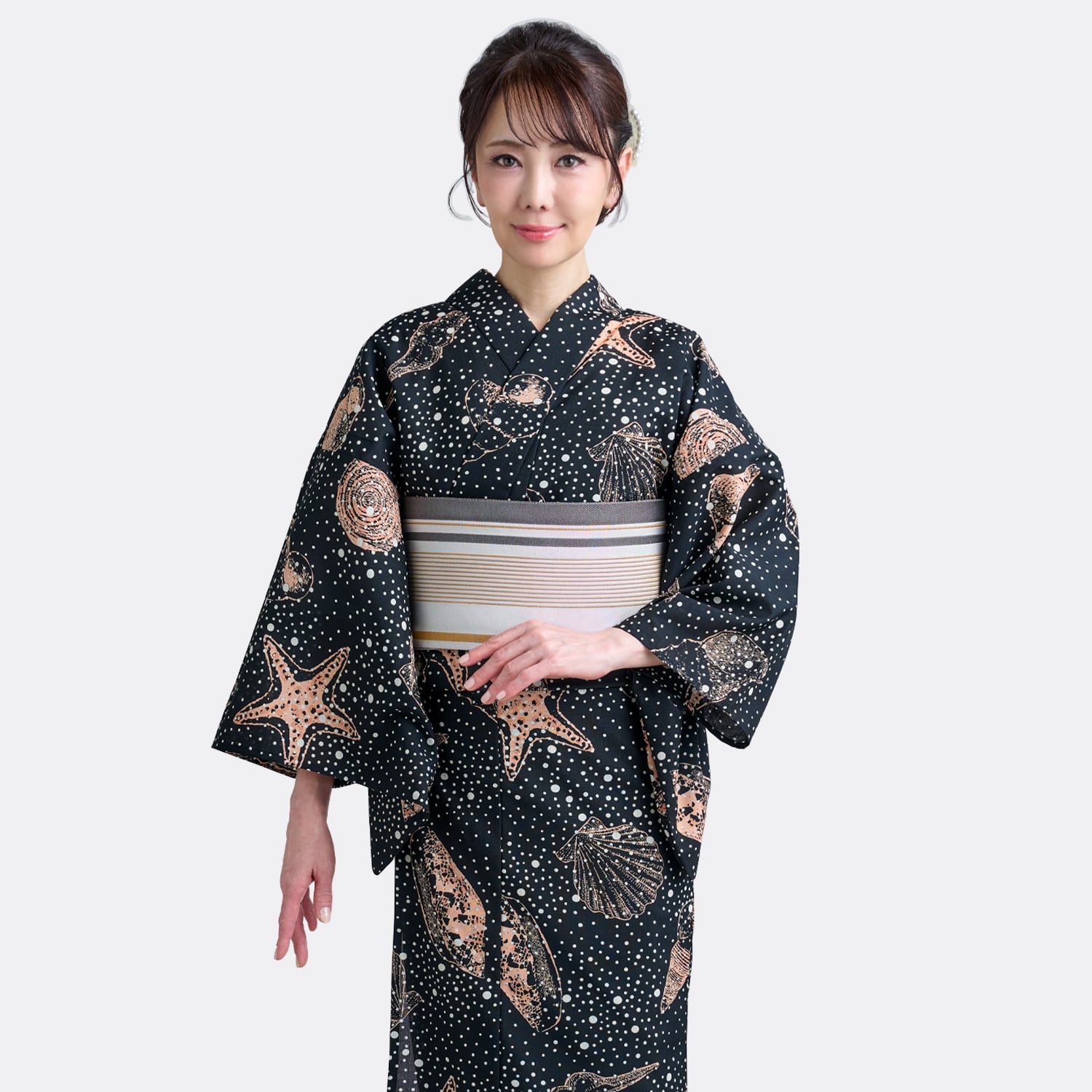 IKS 浴衣 海辺の散歩 No76 セオα ポリエステル100 プレタ お仕立て済