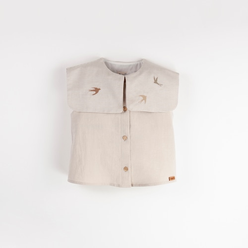 Popelin(ポペリン) / Sand blouse with bib collar / 18-24M・2-3Y・3-4Y