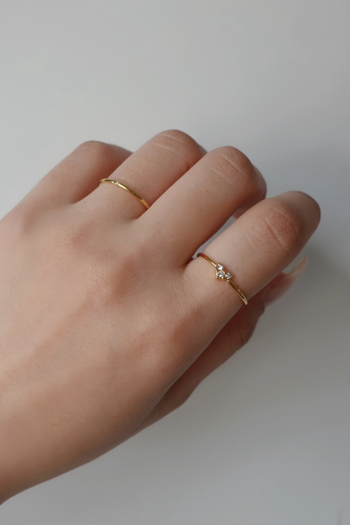 1mm Heart bijou ring / 3石 | 金属アレルギー対応のアクセサリー crea.jewelry