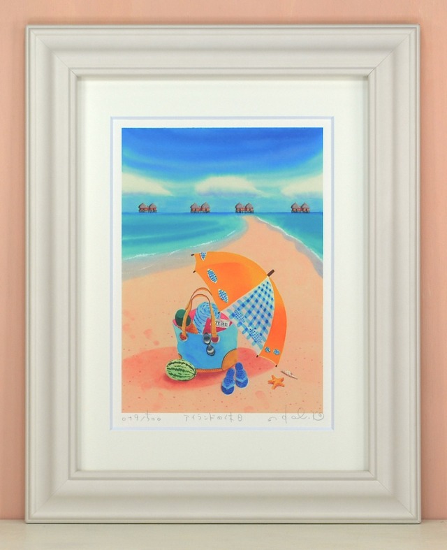 栗乃木ハルミ「アイランドの休日」 fタイプ　絵画・ 額入りアート