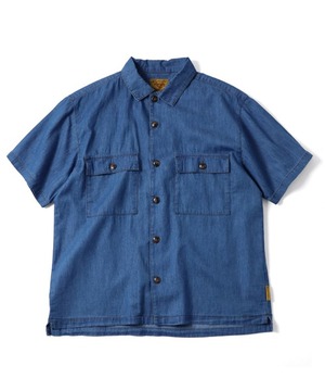gym master ジムマスター ライトデニムシャツ メンズ 半袖シャツ コットン100％ デニムシャツ ヒッコリー カジュアル アウトドア 春夏 G721751