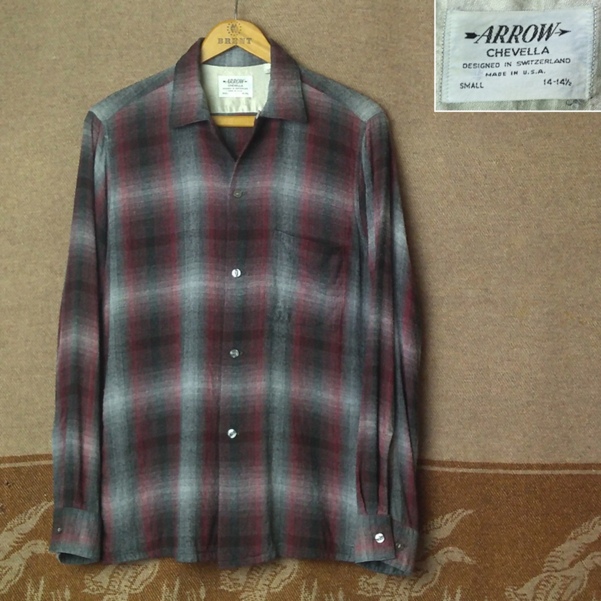60s ARROW CHEVELLA Ombre Plaid Rayon Flannel Shirt （S） | Wonder 