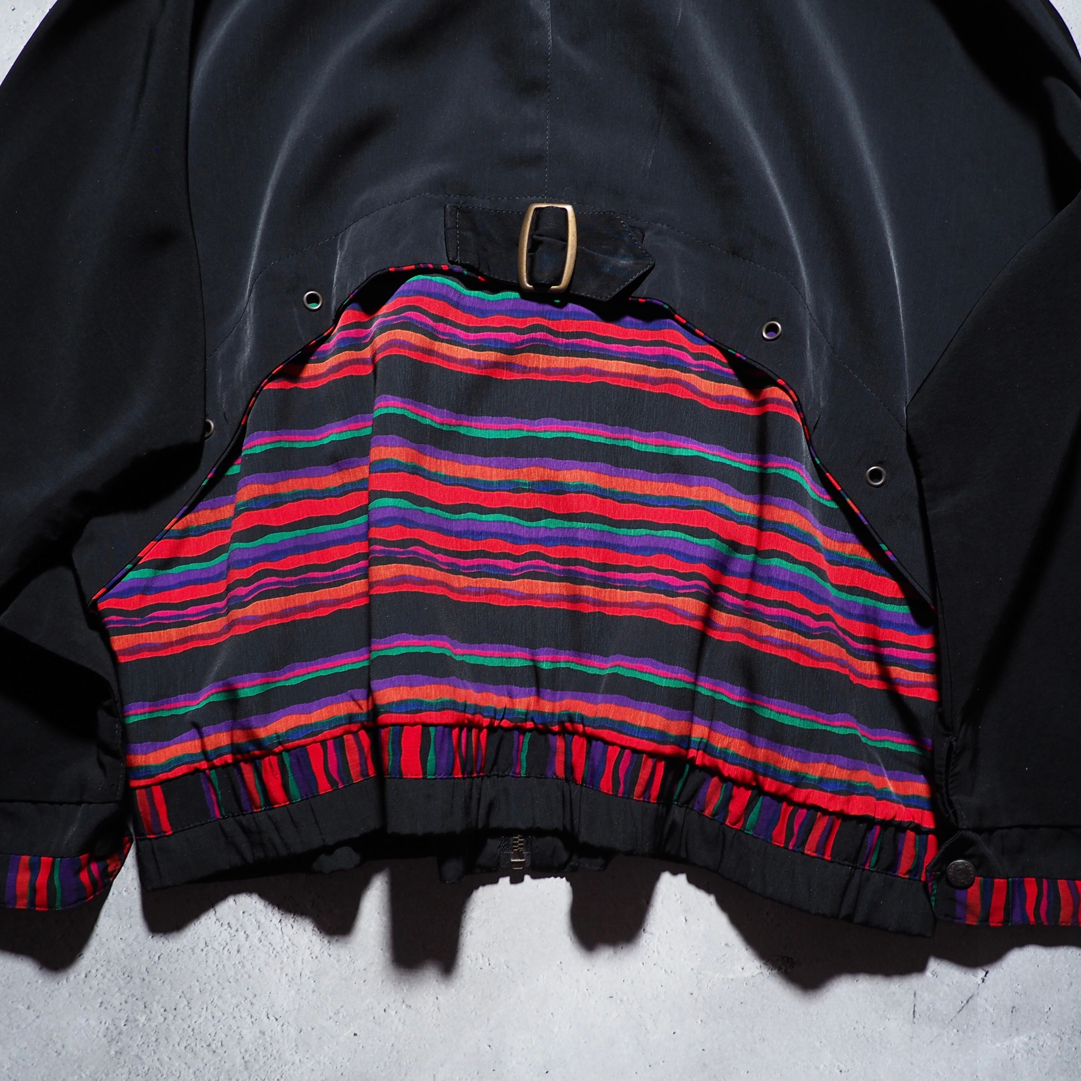 Black mode multi color Border layered vintage Dolman sleeve Blouson