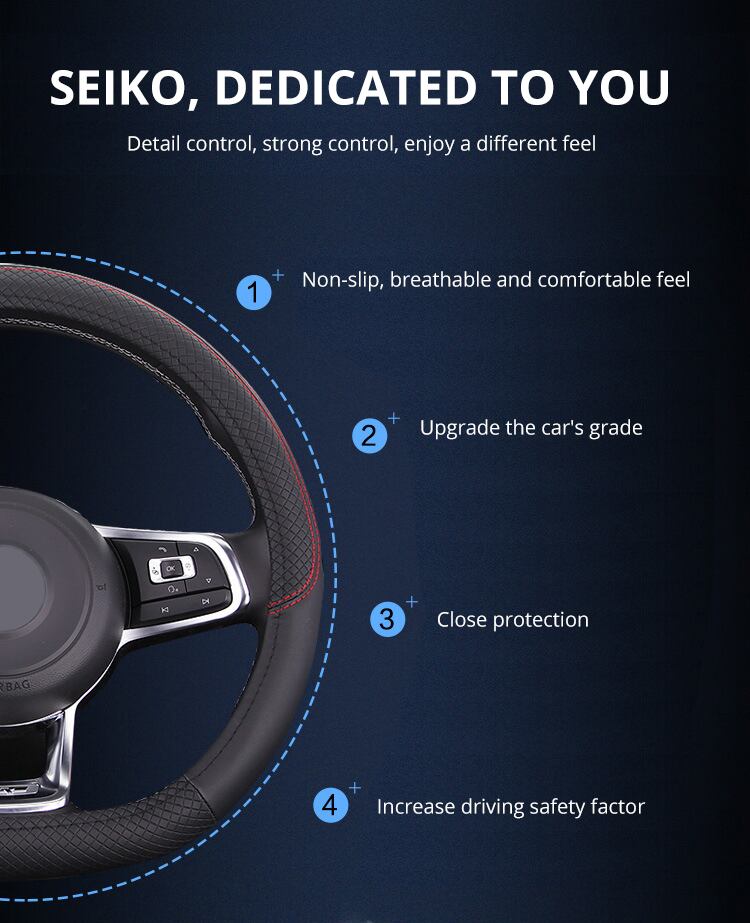 新作 マイクロファイバーレザーD字型ステアリングホイールカバーマルチ