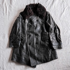【~40's】Swedish Military Double Breasted Motorcycle Leather Coat "スペシャル!!"