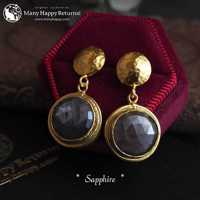 j-445 宝石質ブラウンサファイア☆18KGPピアス