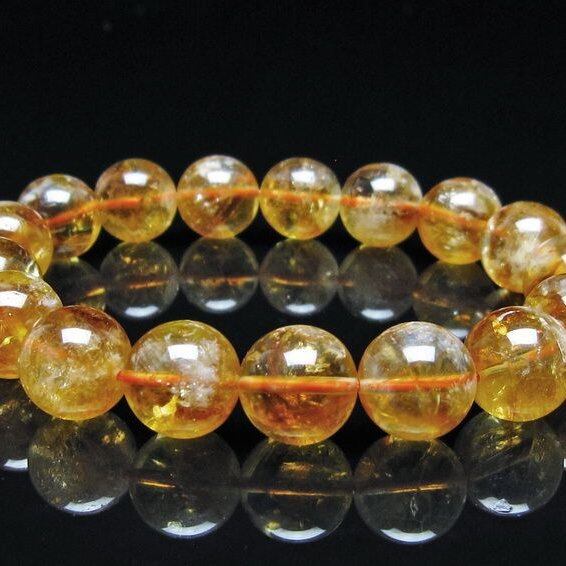 シトリン ブレスレット 虹入り 12mm シトリンクォーツ ブレス メール便可 一点物 111-50441