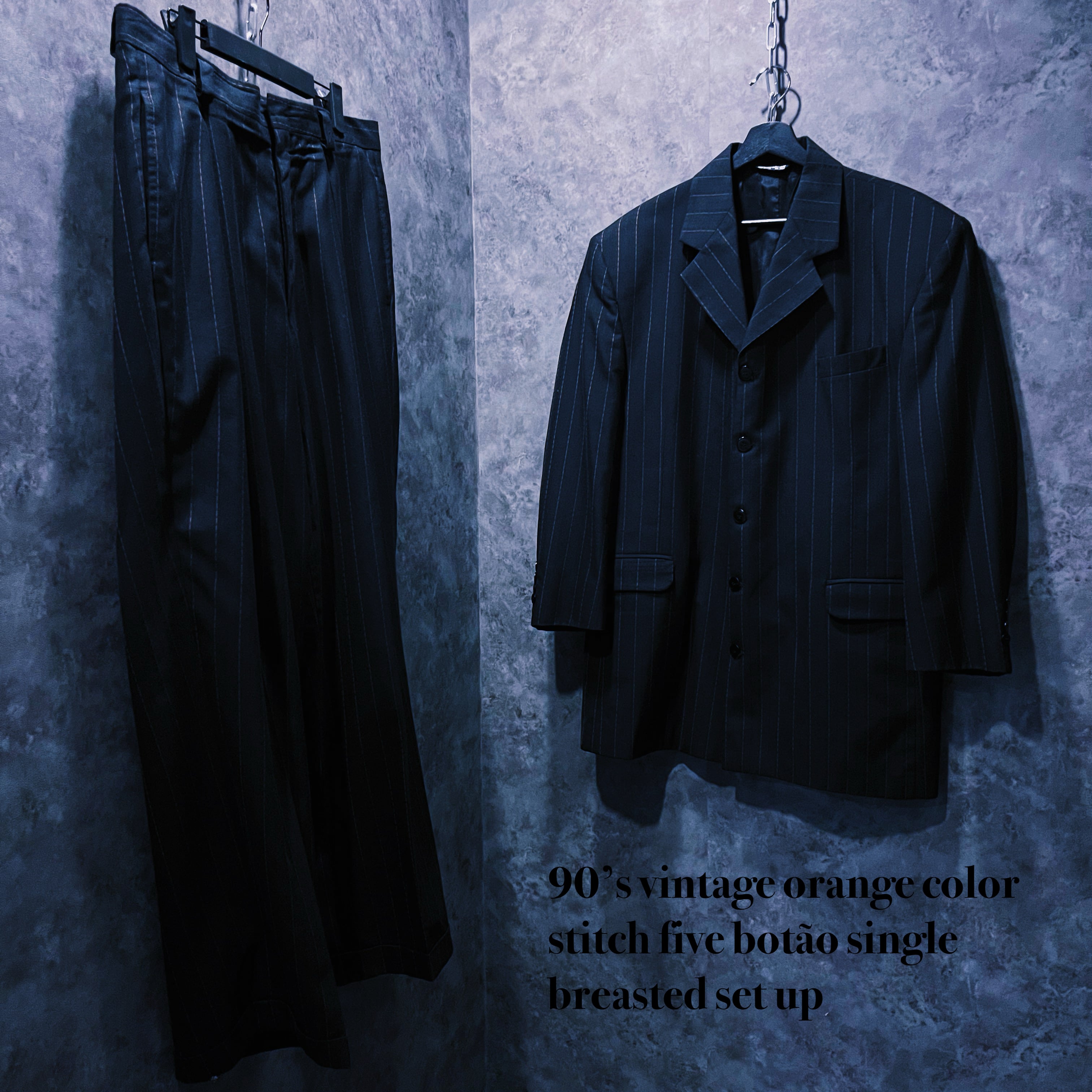 【doppio】90’s vintage orange color stitch five botão single breasted set up