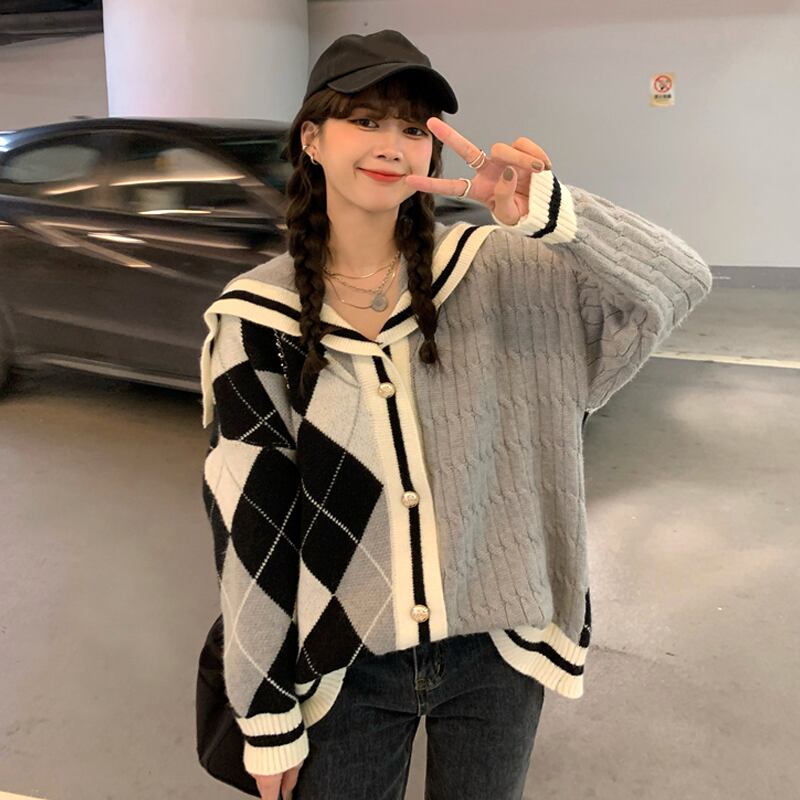 セーター ジャケット スプリングオータムルーズスタンダードスタイルニットカーディガン レトロ 春物 秋物 試着室79129633120