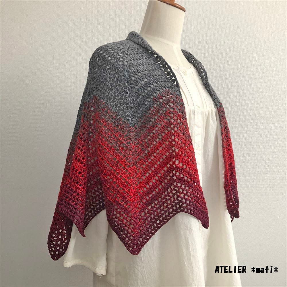 編み図のみ】シェブロン模様のギザギザストール（印刷版） | 手編み