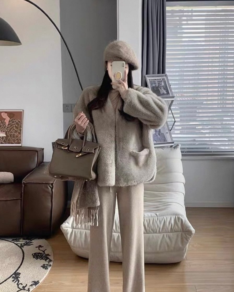 小柄さん必見！【ホワイトXS即納】丈短めニットパンツ | HOLSOL