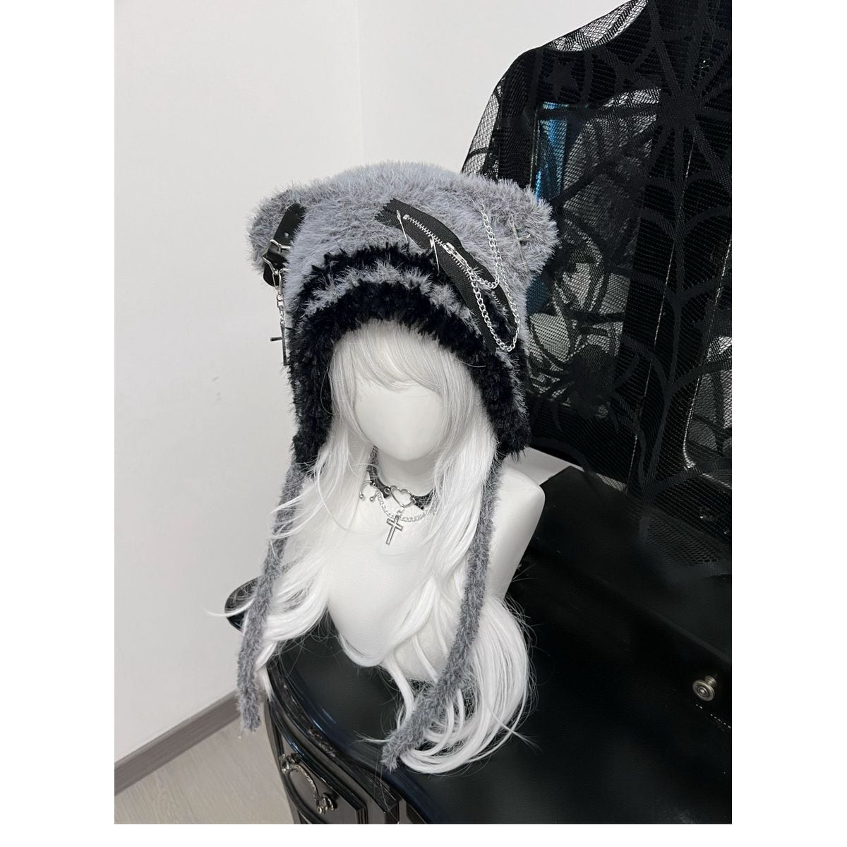 サブカル系クマ耳星ストライプニット帽 | Maiden's Rêve