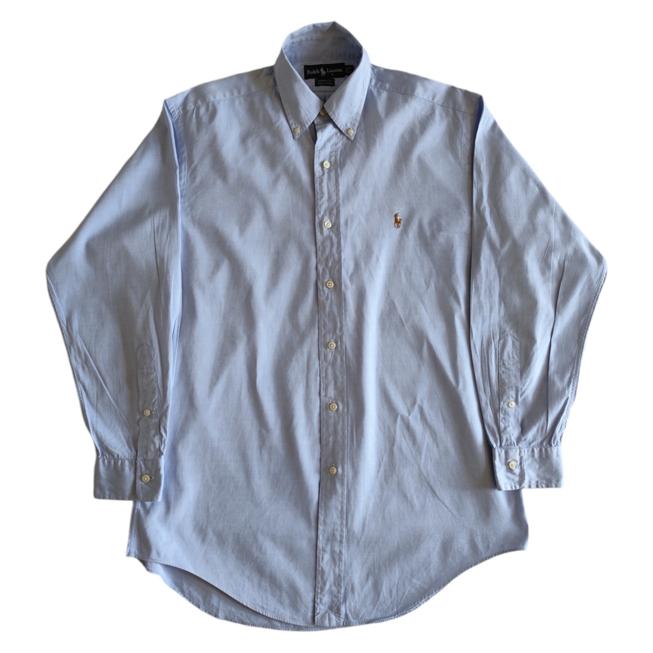 Ralph Lauren　ラルフローレン　YARMOUTH　ボタンダウンシャツ　ドレスシャツ　長袖　サックスブルー　メンズ　VINTAGE　ビンテージ