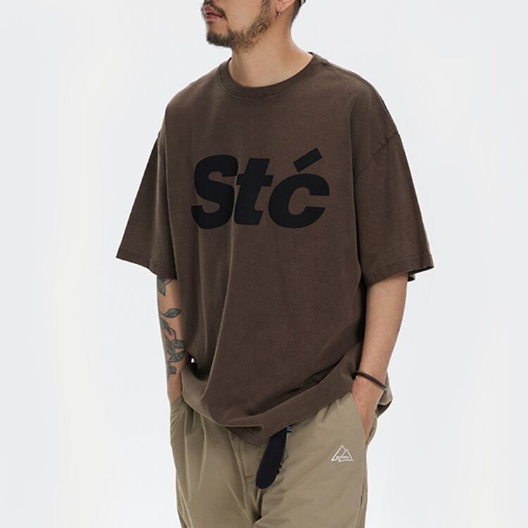 ★THICK PRINTED WASHED HALF SLEEVE T-SHIRT　　　A0470