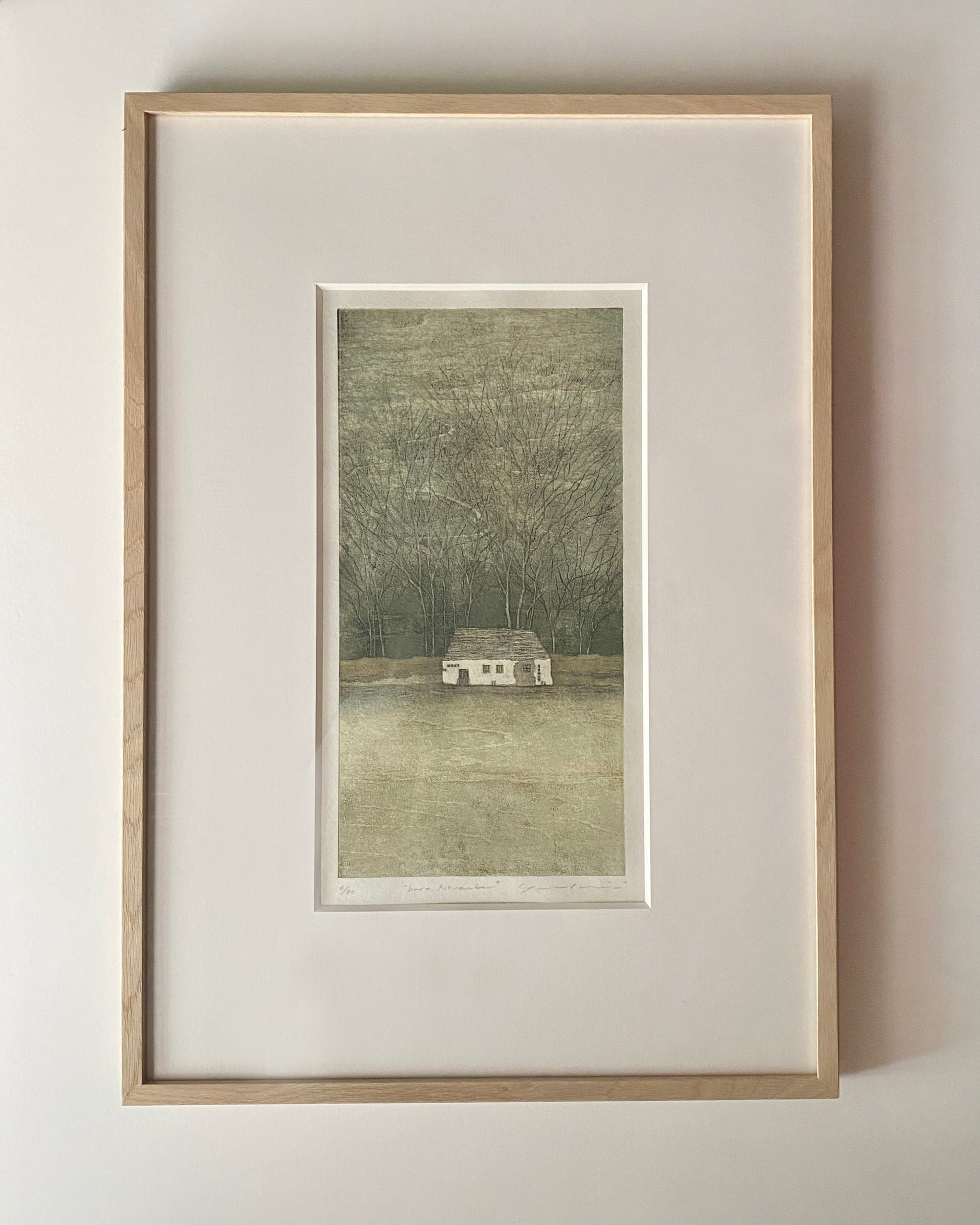 岩切裕子 IWAKIRI Yuko「bare November」woodcut print, with frame
