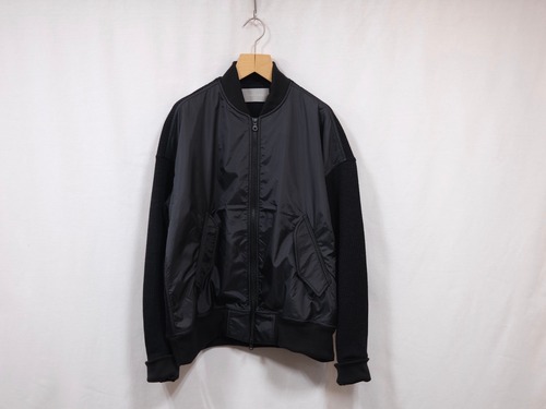 CURLY” TAFFETTA SHELL WAFFLE KNIT BOMBER JACKET BLACK/D.NAVY”