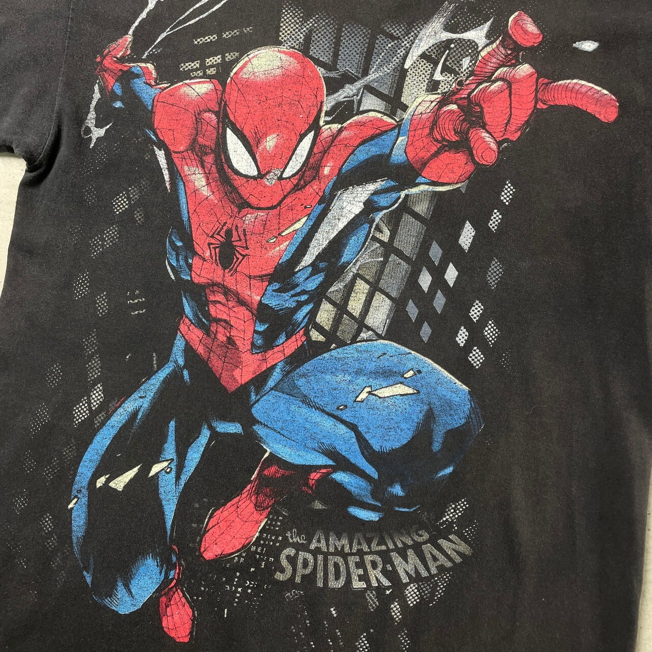 MARVEL SPIDER-MAN スパイダーマン キャラクタープリント Tシャツ メンズL 古着 マーベル 映画 ムービー コミック アメコミ  フェードブラック 黒【Tシャツ】【PS2307T】 | cave 古着屋【公式】古着通販サイト powered by BASE