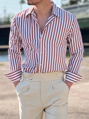 オープンカラーストライプシャツ